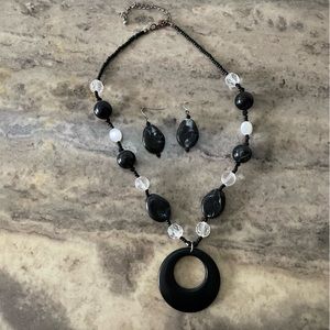 Black necklace and earrings